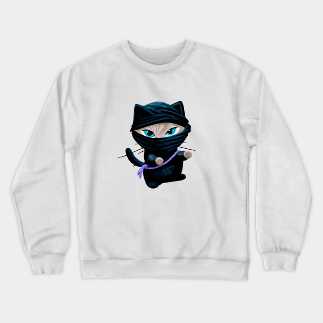 Ninja Kitten Crewneck Sweatshirt by NsEo